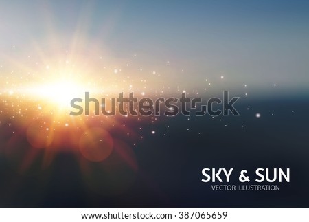 Sky & Sun. Realistic Blur Design. Abstract Shining Background. Vector illustration