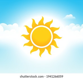 Sky sun summer vector blue sky day. Sunshine background spring illustration