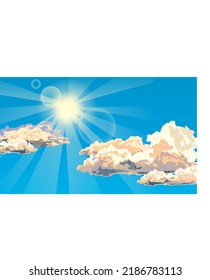 Himmel mit Sonnenstühlen Wolken Licht Morgenlicht