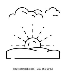 sky sunrise sun summer sunlight line icon vector. sky sunrise sun summer sunlight sign. isolated contour symbol black illustration