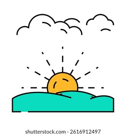 sky sunrise sun summer sunlight line icon vector. sky sunrise sun summer sunlight sign. isolated symbol illustration