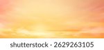 Sky sunset, clouds.Nature background horizon Sunrise yellow sky with cloud in morning summer.Vector cartoon evening sky in golden hour with orange sunlight over sea,Summer background sunset landscape