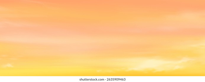 Sky sunset, clouds.Nature background horizon Sunrise yellow sky with cloud in morning summer.Vector cartoon evening sky in golden hour with orange sunlight over sea,Autumn background sunset landscape
