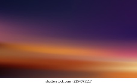 Sky Sunset evening with Orange,Yellow,Pink,Purple,Blue color, Golden Hour Dramatic twilight landscape,Vector Banner horizontal Romantic Dusk Sky of Sunrise or Sunlight for four seasons background.