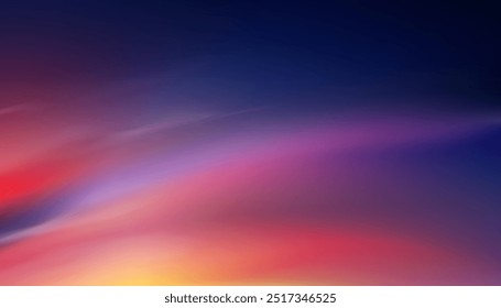 Sky Sunset with Purple,Pink,Yellow with Cloud in Evening,Background Nature Night blue sky after sun dawn,Vector Summer romantic sky twilight over beach