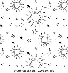 SKY WITH SUN,STARS AND MOON