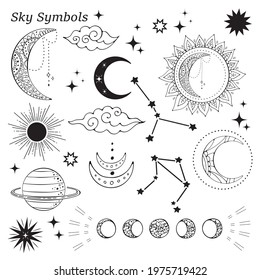 Sky symbols elegant graphics collection in vector