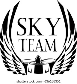 sky team badge , content propeller and wings