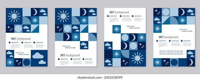 Sky theme flyer vector template collection. Design for poster, booklet, brochure cover, card, coupon. A4 format