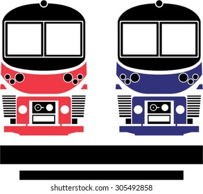Sky train, Airport Rail Link, Front View, Bangkok Thailand, Vector