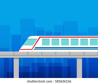 Sky train with colorful city background in Bangkok