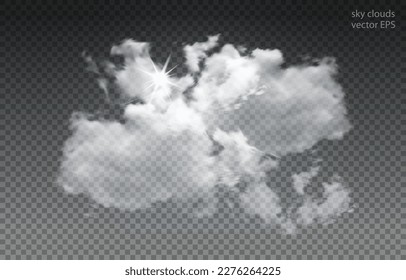 Nubes transparentes en el cielo sobre un fondo a cuadros. Ilustración realista detallada y alta.