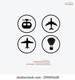 sky transport.cable car,plane,balloon.vector illustration.