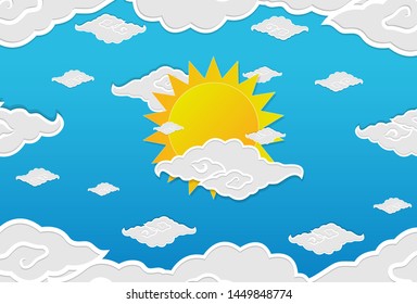 Sky vector paper cut style