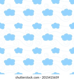 Sky vector seamless pattern. Blue clouds in the sky