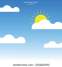 sky vector,sky illustration,cloude,sun vector,blue background