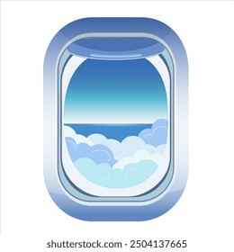 Sky view outside plane window. Travel by plane 