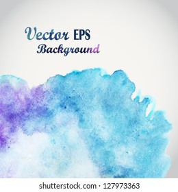 Sky watercolor background,vector illustration, stain watercolors colors wet on wet paper. Watercolor composition for scrapbook elements with empty space for text message.