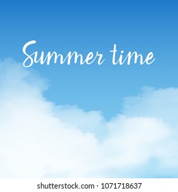 Sky with white clouds sunny bright vector background