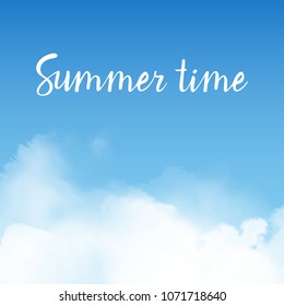 Sky with white clouds sunny bright vector background