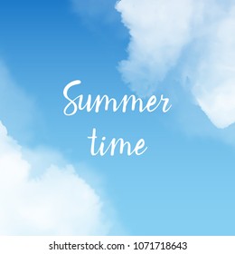 Sky with white clouds sunny bright vector background