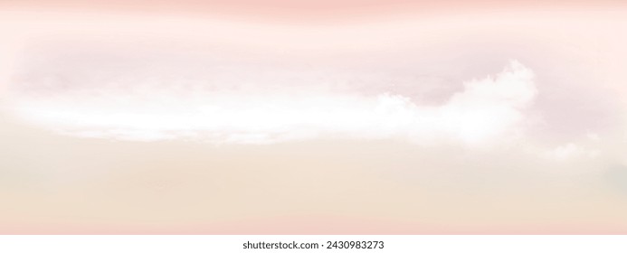 Sky and white soft clouds with beige light color. Beige sky with cloud scape colorful. Vector illustration.