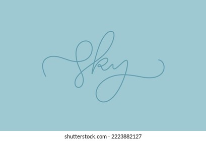 sky word lettering design in continuous line drawing vector