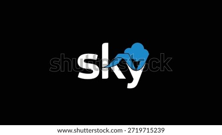 The 'sky' wordmark presented in bold white lettering, accented by a distinctive blue cloud graphic integrated into the 'y'. The entire logo is set