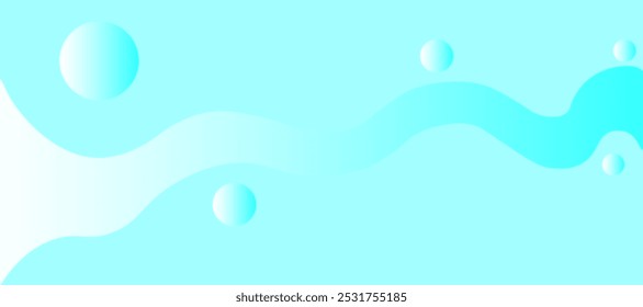 Skyblue wave background with bubble shapes and gradient color, vector illustration