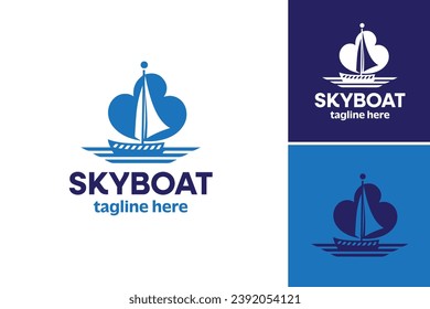 Skyboat logo is a design asset suitable for a company or brand related to aviation, travel, or adventure. It features a boat-like shape with elements representing the sky or clouds