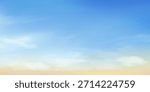 Sky,cloud background,Sunrise blue,yellow,white cloud with daylight on spring,Vector graphic cartoon illustration of sunset with sunlight over beach on summer,Nature horizon landscape for easter banner