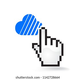 SkyCoin Cryptocurrency Coin Sign Hand Cursor Click Isolated