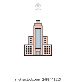Skycraper building Icon symbol vector illustration isolated on white background