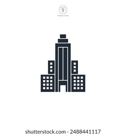 Skycraper building Icon symbol vector illustration isolated on white background