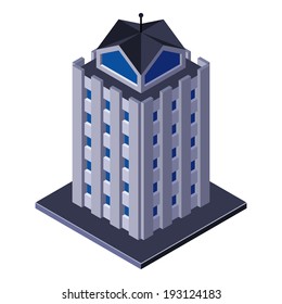 Skycraper Business Center Building, Office, For Real Estate Brochures Or Web Icon. Isometric Vector EPS10 