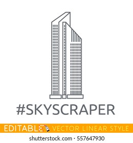 Skycraper. Editable line icon. Stock vector illustration.