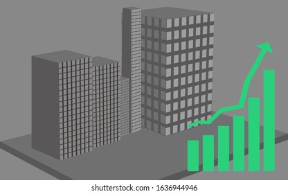 Skycraper and financial chart vector illustration