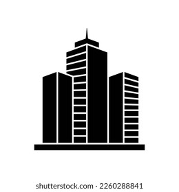 Diseño de iconos de rascacielos. icono de glifo de construcción de oficinas, aislado en fondo blanco. ilustración vectorial.