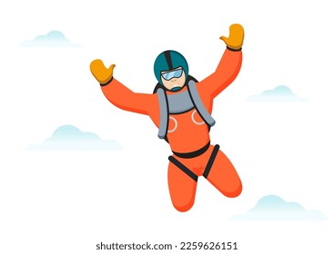 Skydiver clipart flat design on white background vector