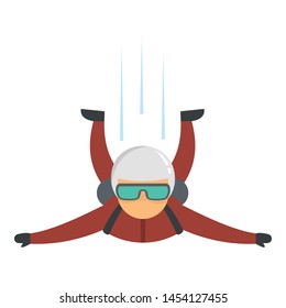 Skydiver fall icon. Flat illustration of skydiver fall vector icon for web design