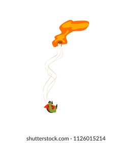 Skydiver falling with unopened parachute, extreme sport and skydiving concept vector Illustration on a white background