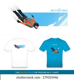 Skydiver in flight. This Vector for printing on a t-shirt. eps8