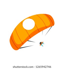 Skydiver flying with parachute in the sky, skydiving, parachuting extreme sport vector Illustration on a white background
