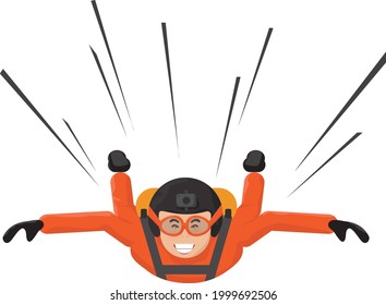 Skydiver flying in the sky. skydiving vector.