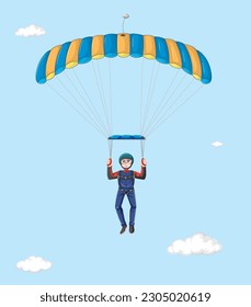 Skydiver Flying under Parachute illustration