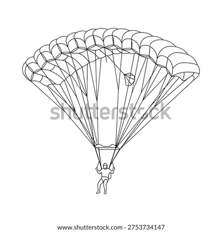 Skydiver in freefall with fully deployed parachute descending gracefully against a clear sky adventure sports
