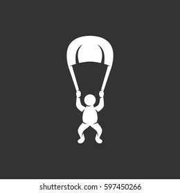 Skydiver icon illustration isolated on black background sign symbol. Skydiver vector logo. Modern vector pictogram for web graphics - stock vector
