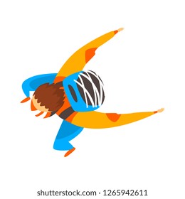 Skydiver man is in the free fall, skydiving, parachuting extreme sport vector Illustration on a white background