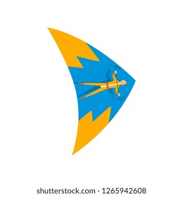 Skydiver on a hang glider, skydiving, parachuting extreme sport vector Illustration on a white background
