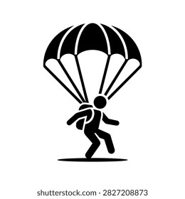 Skydiver with parachute backpack icon skydiver parachute backpack skydiving